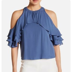 Alice + Olivia Idalla Silk Cold Shoulder Blouse
